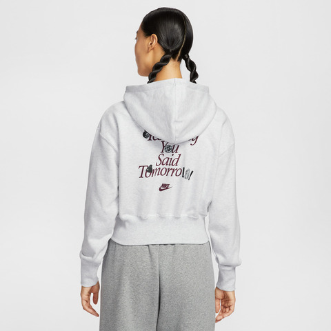 NIKE耐克2025女子AS W NSW GFX FLC CROP FZ HDY G针织连帽外套IO0490-051