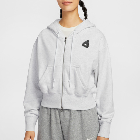 NIKE耐克2025女子AS W NSW GFX FLC CROP FZ HDY G针织连帽外套IO0490-051