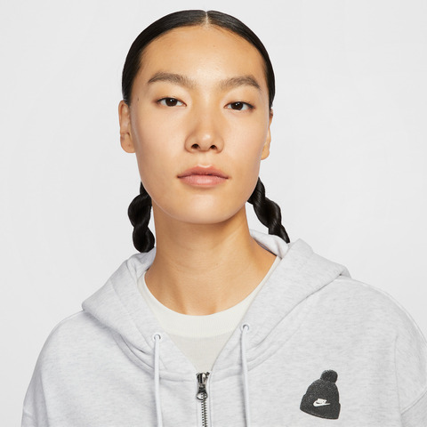 NIKE耐克2025女子AS W NSW GFX FLC CROP FZ HDY G针织连帽外套IO0490-051