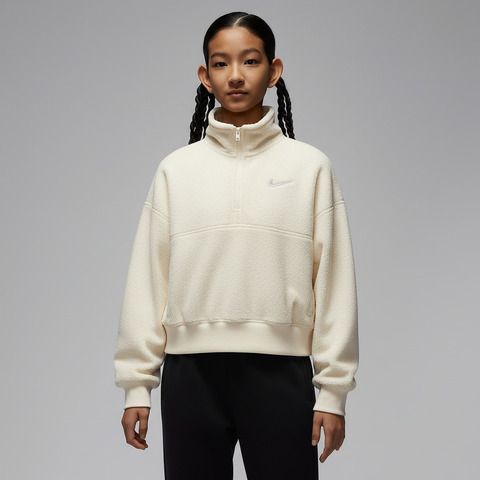 Nike KidsNike Kids2025女大童G NSW FLC LS TOP 2 COZY人造毛绒卫衣HV0408-047
