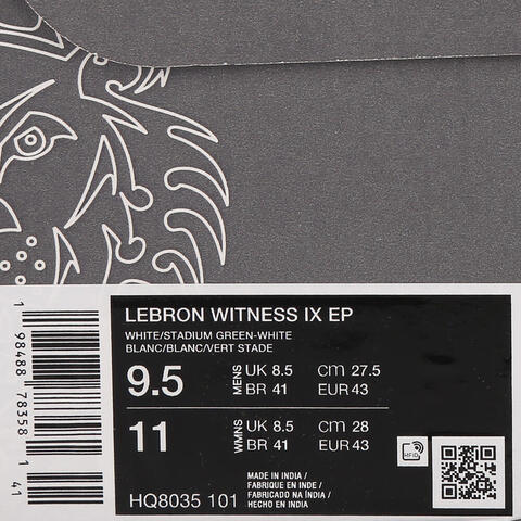 NIKE耐克2025男子LEBRON WITNESS IX EP篮球HQ8035-101