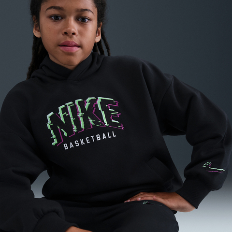 Nike KidsNike Kids2026大童K NK COB FLC PO HOODIE GLITCH针织连帽卫衣HV0508-010