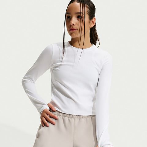 Nike KidsNike Kids2026女大童G NK MAVN DF RIBBED LS TOP针织无领长TIM1761-100