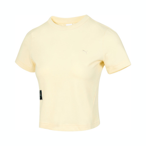 puma彪马2024女子米白针织无领短T63060923