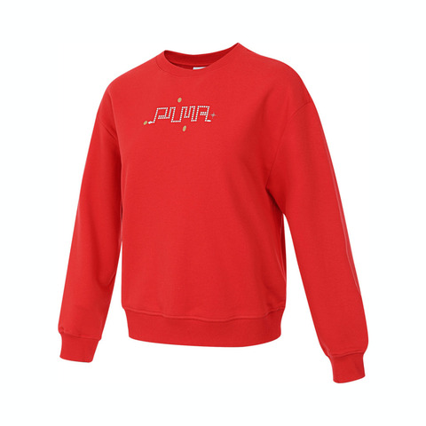 puma彪马2024女子女子-GAME ON Crew TR W-红针织无帽卫衣63142411