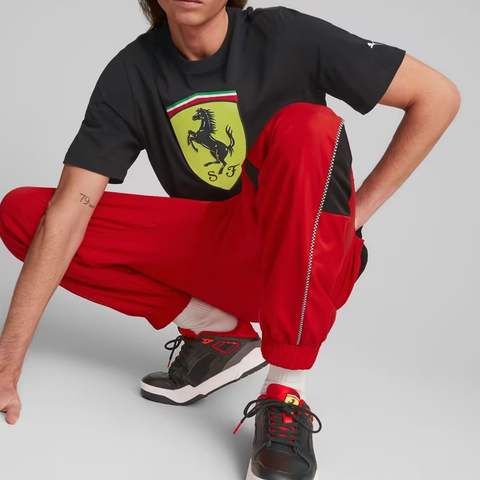 puma彪马2024男子男子-Ferrari Race Big Shield T-黑色针织无领短T53817501