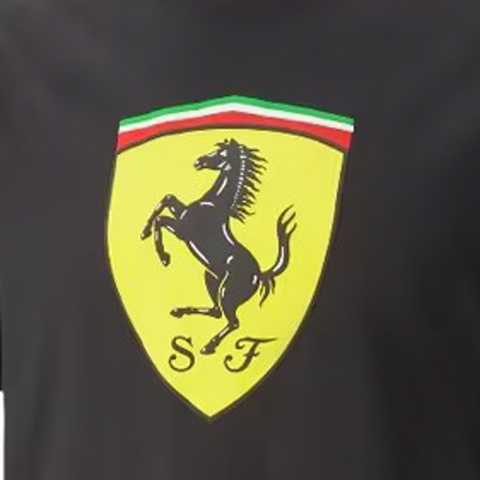 puma彪马2024男子男子-Ferrari Race Big Shield T-黑色针织无领短T53817501