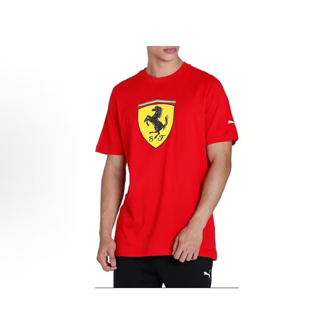 puma彪马2024男子男子-Ferrari Race Big Shield Tee Colored-Rosso Corsa针织无领短T53817502