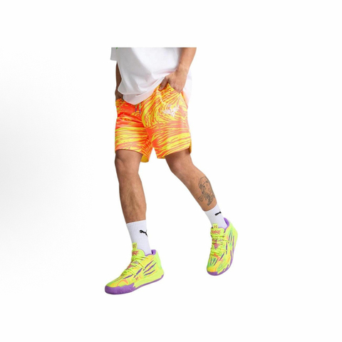 puma彪马2024男子男子-MELO SPARK AOP SHORT-Yellow Burst-AOP针织短裤62774301