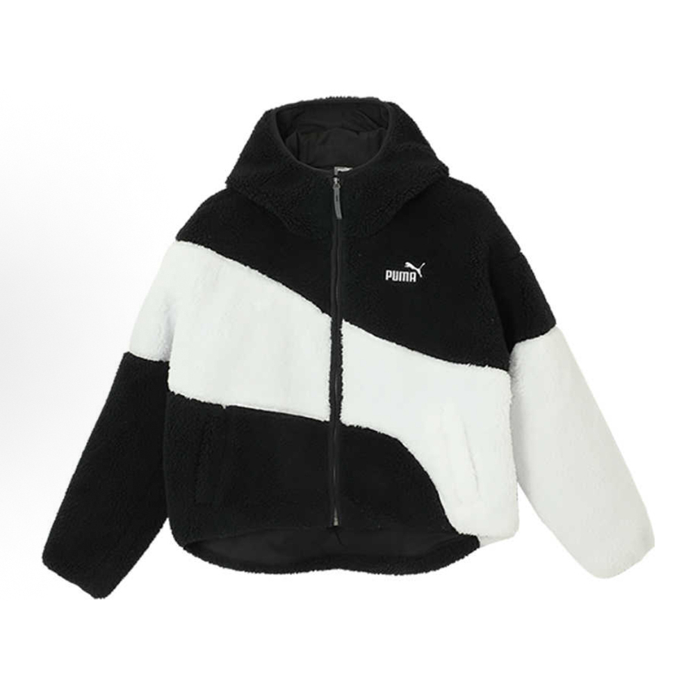 puma彪马2024女子女子-Big Cat Hooded Sherpa Jac-黑色人造毛绒外套67834901