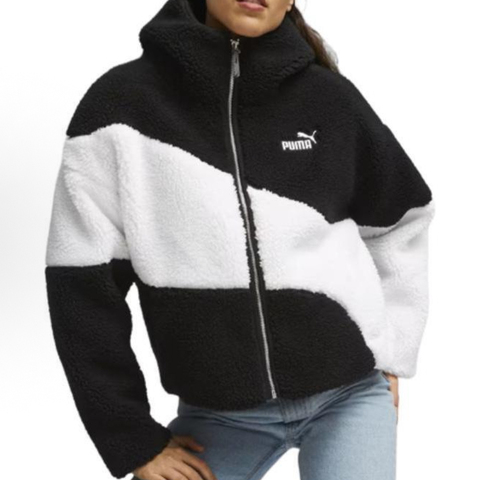 puma彪马2024女子女子-Big Cat Hooded Sherpa Jac-黑色人造毛绒外套67834901