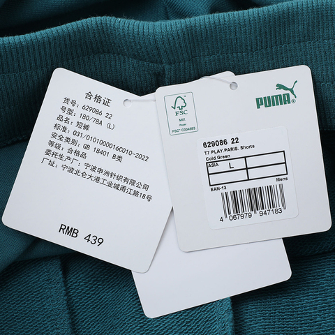 puma彪马2024男子男子-T7 PLAY.PARIS. Relaxed Shorts 7 TR-Cold Green针织短裤62908622