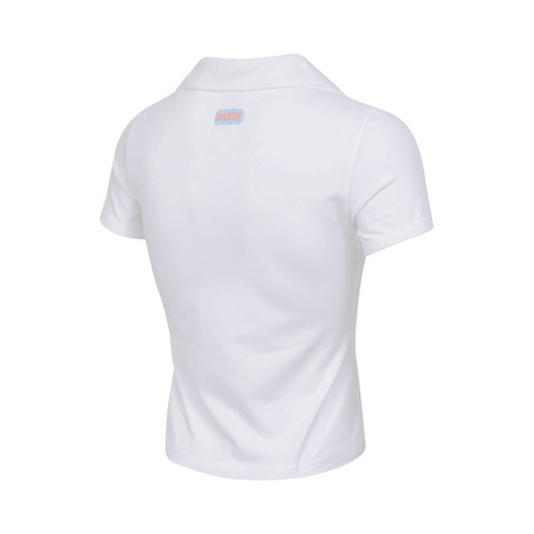 puma彪马2025女子女子-GRAPHIC PUMA PT SS Polo W-彪马白针织有领短T63312102