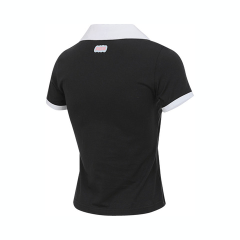 puma彪马2025女子女子-GRAPHIC PUMA PT SS Polo W-黑色针织有领短T63312101