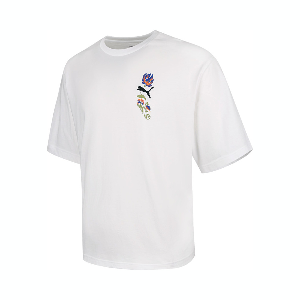 puma彪马2025男子男子-FLORAL SPORT Graphic Boxy Tee-彪马白针织无领短T63334902