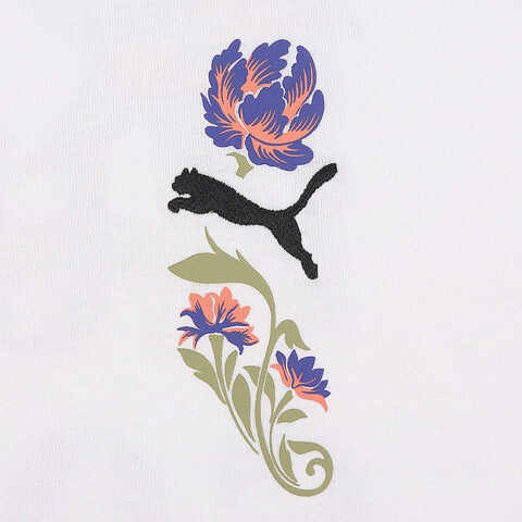 puma彪马2025男子男子-FLORAL SPORT Graphic Boxy Tee-彪马白针织无领短T63334902
