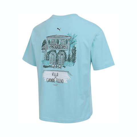 puma彪马2025中性中性-GRAPHICS Villa Tee-湖蓝色针织无领短T63333744