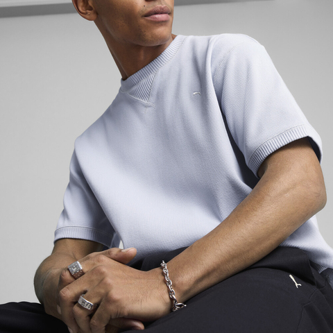 puma彪马2025男子男子-MMQ Rib Tee-天空蓝针织无领短T62934647