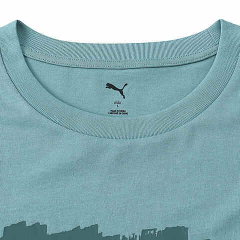 puma彪马2025男子男子-GRAPHICS Puma Wording Tee-灰蓝色针织无领短T67669684