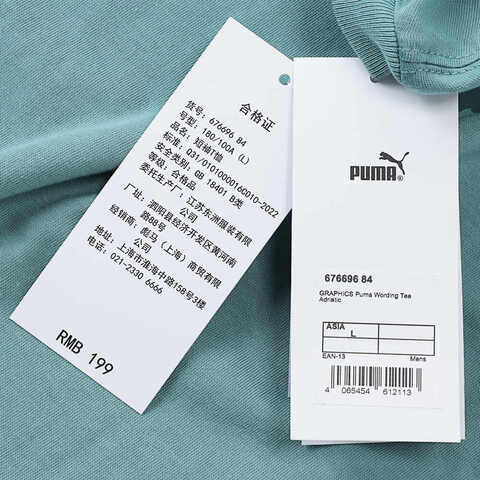 puma彪马2025男子男子-GRAPHICS Puma Wording Tee-灰蓝色针织无领短T67669684