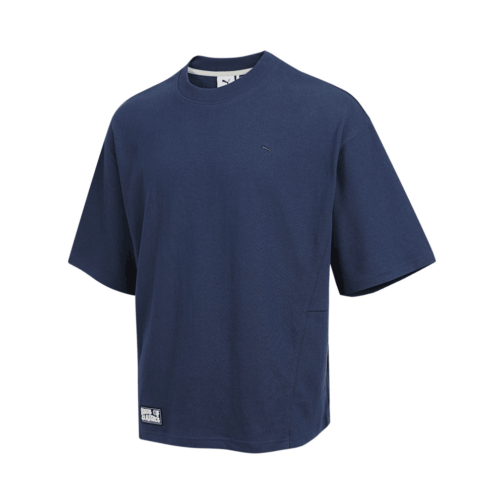 puma彪马2025中性中性-HAUS OF CLASSICS Oversized Shortsleeve Tee-藏青色针织无领短T63156173