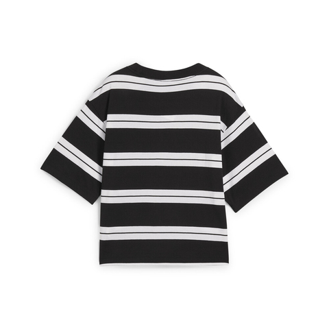 puma彪马2025女子女子-PUMA SQUAD Striped Tee-黑色针织无领短T69298301