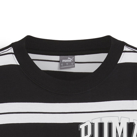 puma彪马2025女子女子-PUMA SQUAD Striped Tee-黑色针织无领短T69298301
