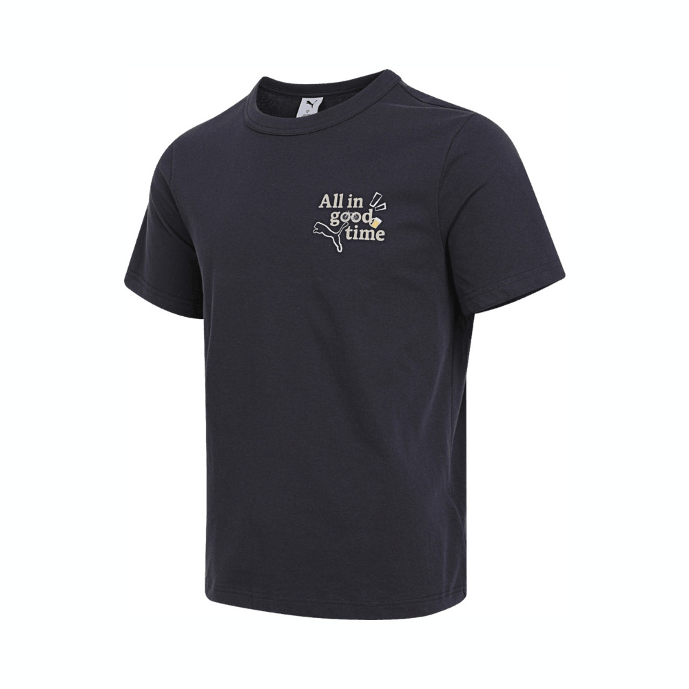 puma彪马2025男子男子-ALL IN GOOD TIME SS TEE TEXT-海军蓝针织无领短T63479316