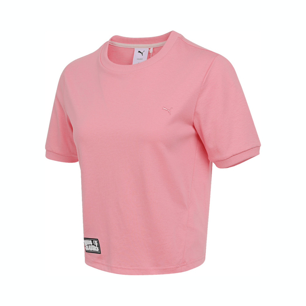 puma彪马2025女子女子-HAUS OF CLASSICS Shortsleeve Tee W-粉色针织无领短T63156427