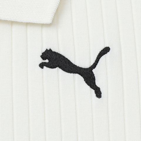 puma彪马2025女子女子-DARE TO EXTENSION RIB POLO W-暖白针织有领短T63477987