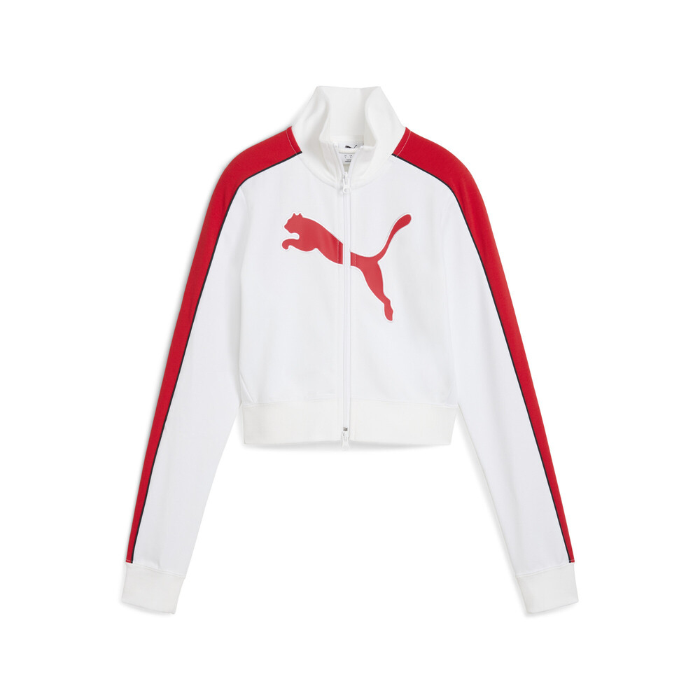 puma彪马2025女子女子-FUTURE.PUMA.ARCHIVE T7 Slim Cropped Track Jacket-彪马白-红色针织无帽外套63405202