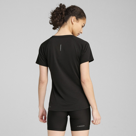 puma彪马2025女子女子-W RUN VELOCITY TEE (TRI-BLEND)-黑色梭织无领短T52727501