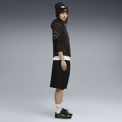 puma彪马2025女子女子-MAXIMAL METALLIC Comfort Hoodie FL-黑色针织连帽卫衣63468201