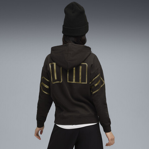 puma彪马2025女子女子-MAXIMAL METALLIC Comfort Hoodie FL-黑色针织连帽卫衣63468201