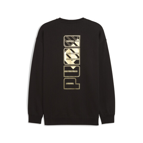 puma彪马2025男子男子-MAXIMAL METALLIC Relaxed Crew FL-黑色针织无帽卫衣63467501