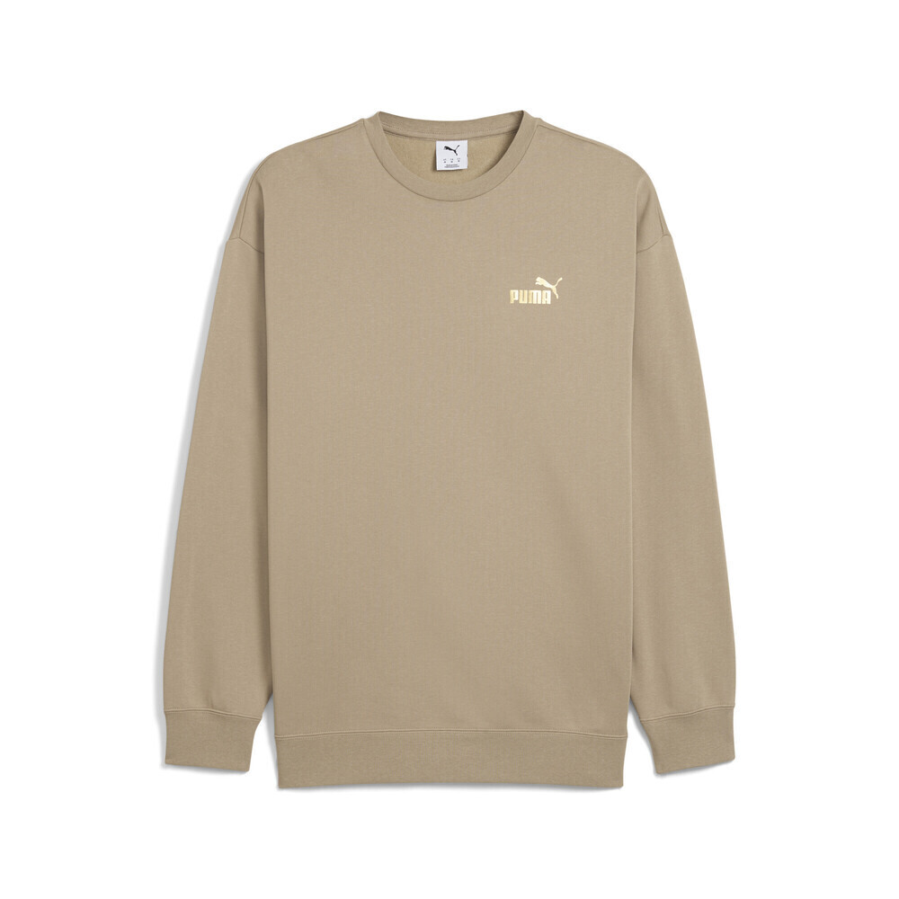 puma彪马2025男子男子-MAXIMAL METALLIC Relaxed Crew FL-冰咖色针织无帽卫衣63467555