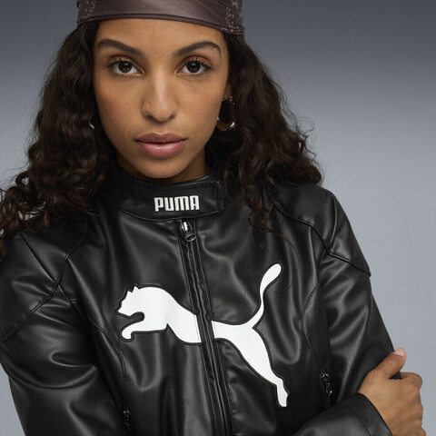 puma彪马2025女子女子-FUTURE.PUMA.ARCHIVE Pleather Racer Jacket-黑色针织无帽外套63217001