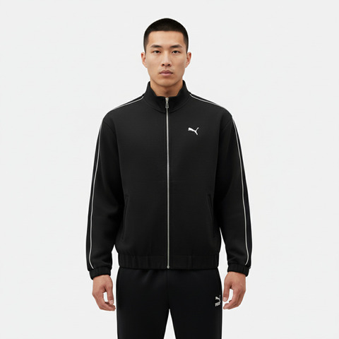 puma彪马2025中性中性-RETRO TAPE Track Jacket DK-黑色针织无帽外套63571501