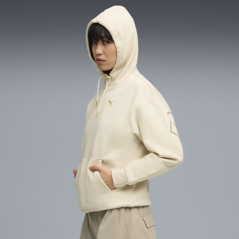 puma彪马2025女子女子-MAXIMAL METALLIC Comfort Hoodie FL-雪白色针织连帽卫衣63468287