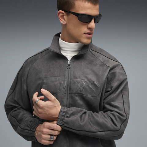 puma彪马2025男子男子-T7 Relaxed Suede Track Jacket WV-黄昏灰梭织无帽外套63219044