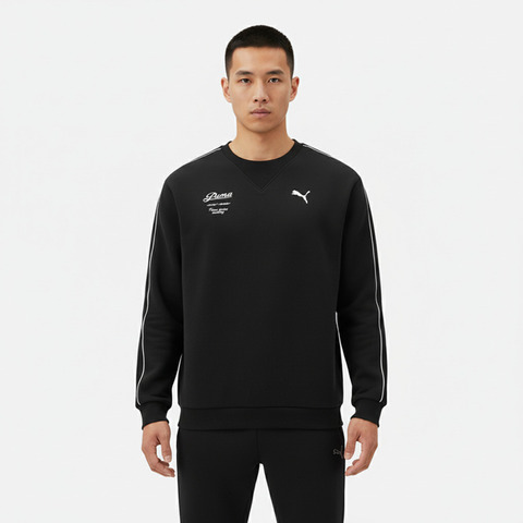 puma彪马2025男子男子-RETRO TAPE Relaxed Crew DK-黑色针织无帽卫衣63571701