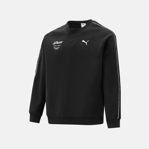 puma彪马2025男子男子-RETRO TAPE Relaxed Crew DK-黑色针织无帽卫衣63571701