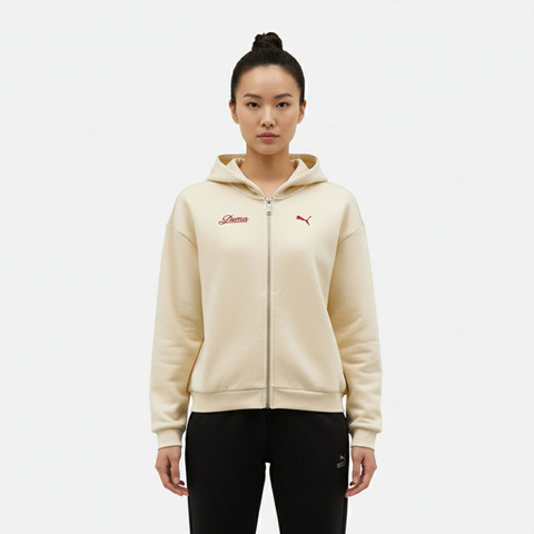 puma彪马2025女子女子-RETRO TAPE FZ Jacket DK W-雪白色针织无帽外套63631787