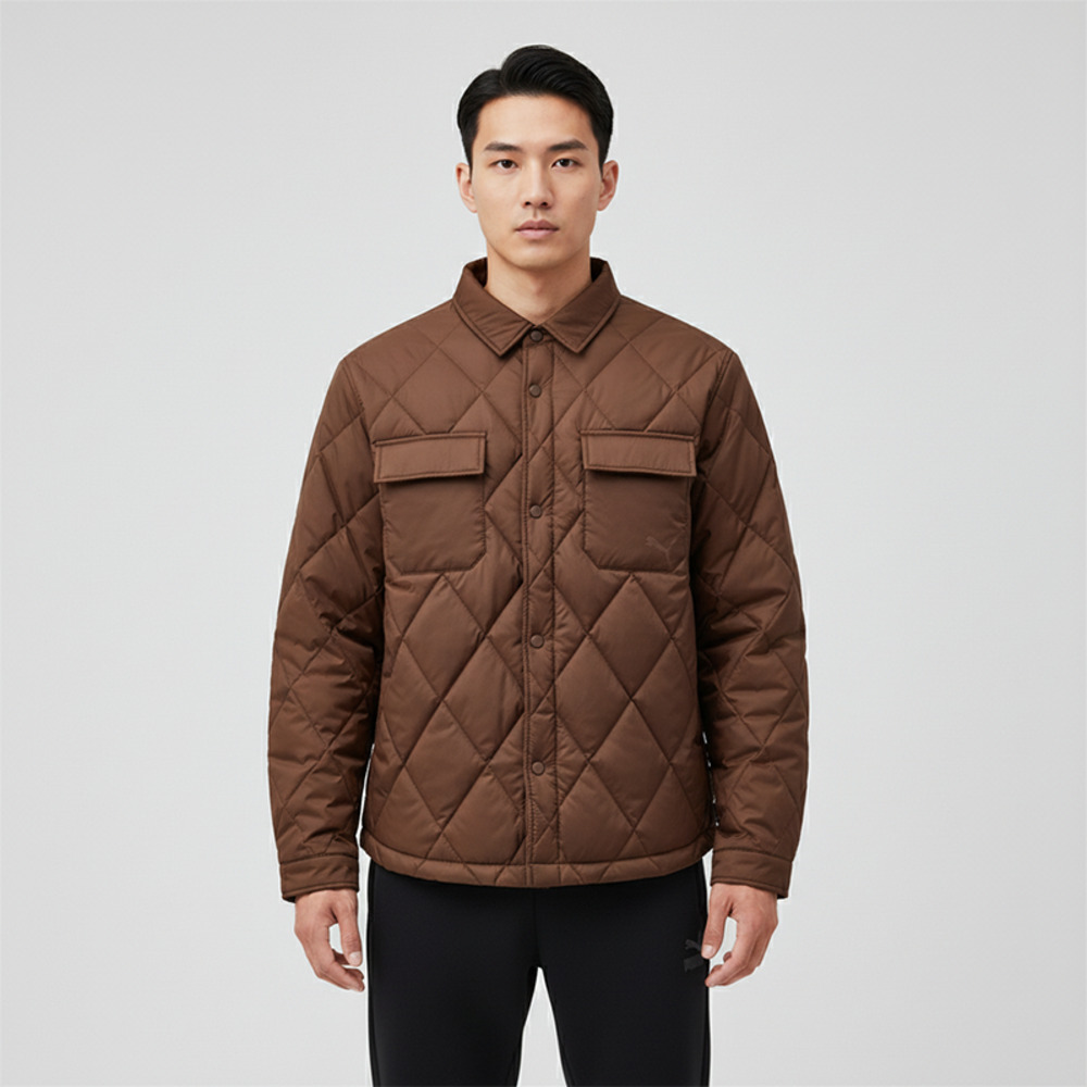 puma彪马2025男子男子-WINTERIZED Shirt Down Jacket-咖啡棕厚羽绒服-短63576165