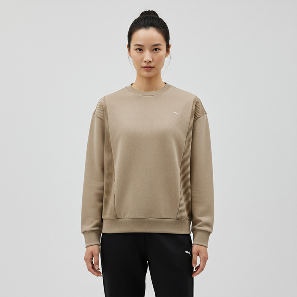 puma彪马2025中性中性-PLUSHVILLE Crew-冰咖色针织无帽卫衣63350355