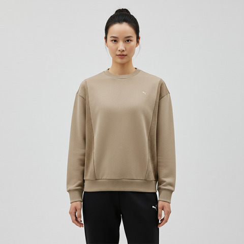 puma彪马2025中性中性-PLUSHVILLE Crew-冰咖色针织无帽卫衣63350355