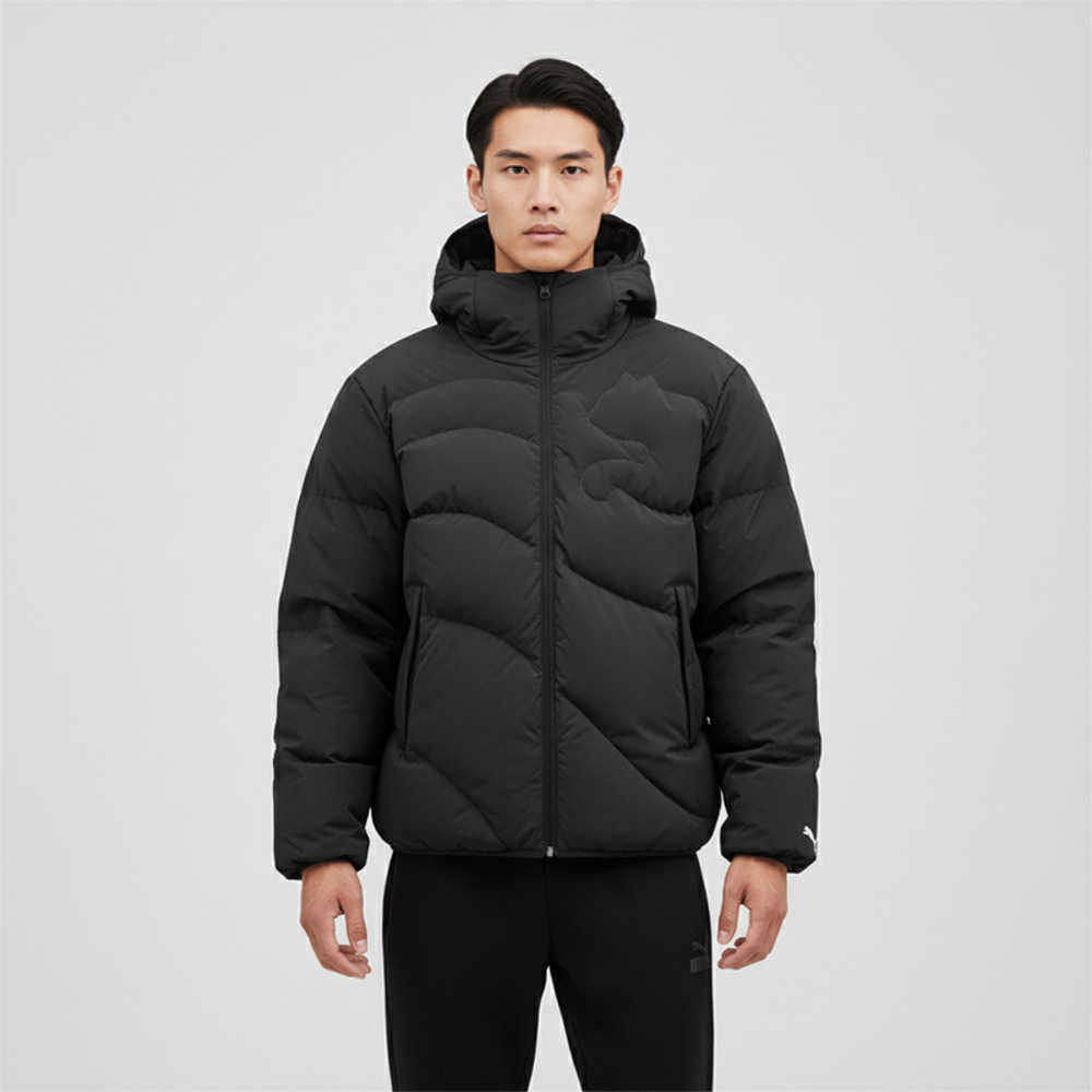 puma彪马2025男子男子-CAT Quilting Hooded Jacket-黑色厚羽绒服-短63578401