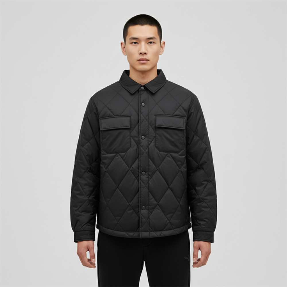 puma彪马2025男子男子-WINTERIZED Shirt Down Jacket-黑色厚羽绒服-短63576101
