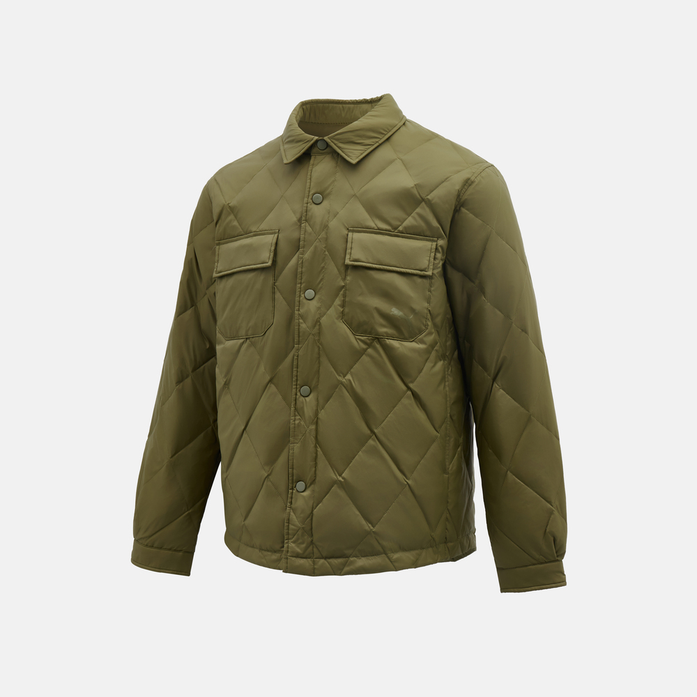 puma彪马2025男子男子-WINTERIZED Shirt Down Jacket-橄榄绿厚羽绒服-短63576181