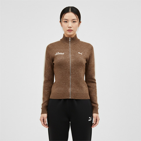 puma彪马2025女子女子-RETRO TAPE Slim Sweater W-咖啡色毛线开衫63571985